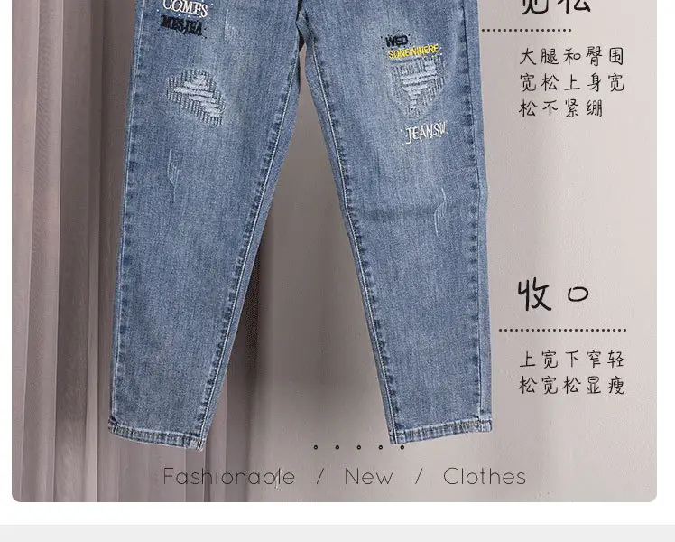 Women Thin Cropped Jeans 2024 Spring Summer Light Blue — feature 3