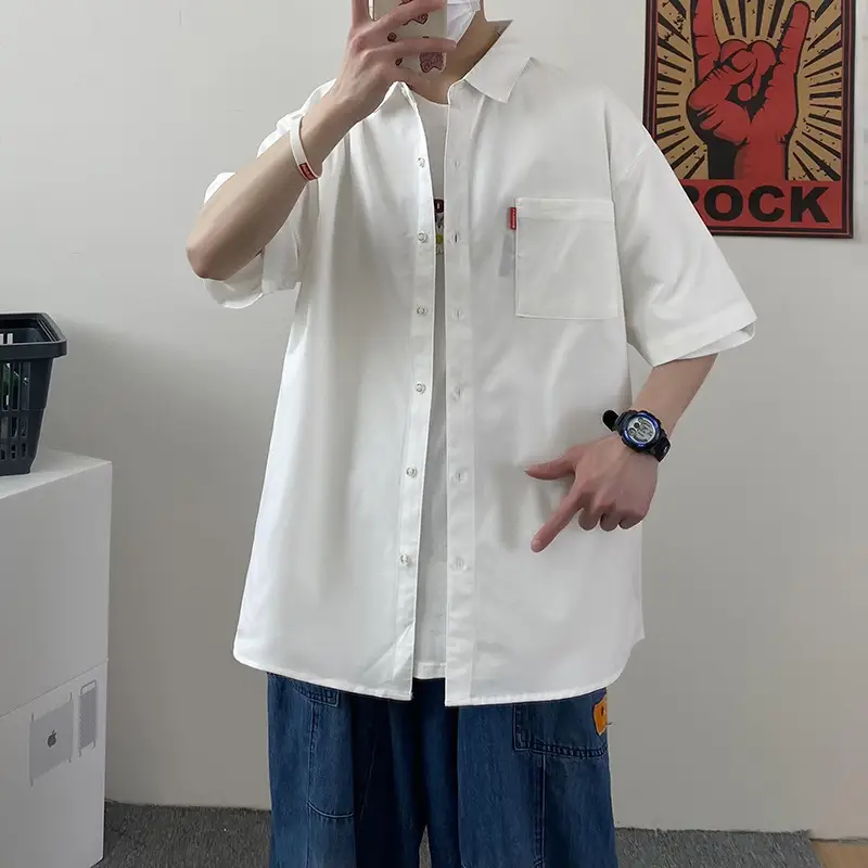 Men's Green Cotton Short Sleeve Shirt 2023 - Image 10