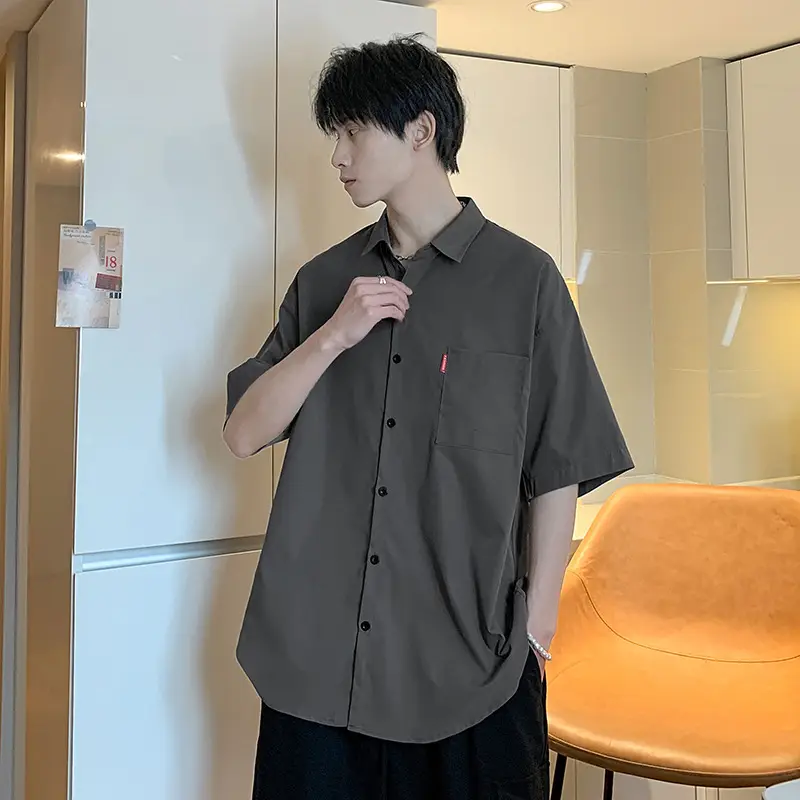 Men's Green Cotton Short Sleeve Shirt 2023 - Image 6