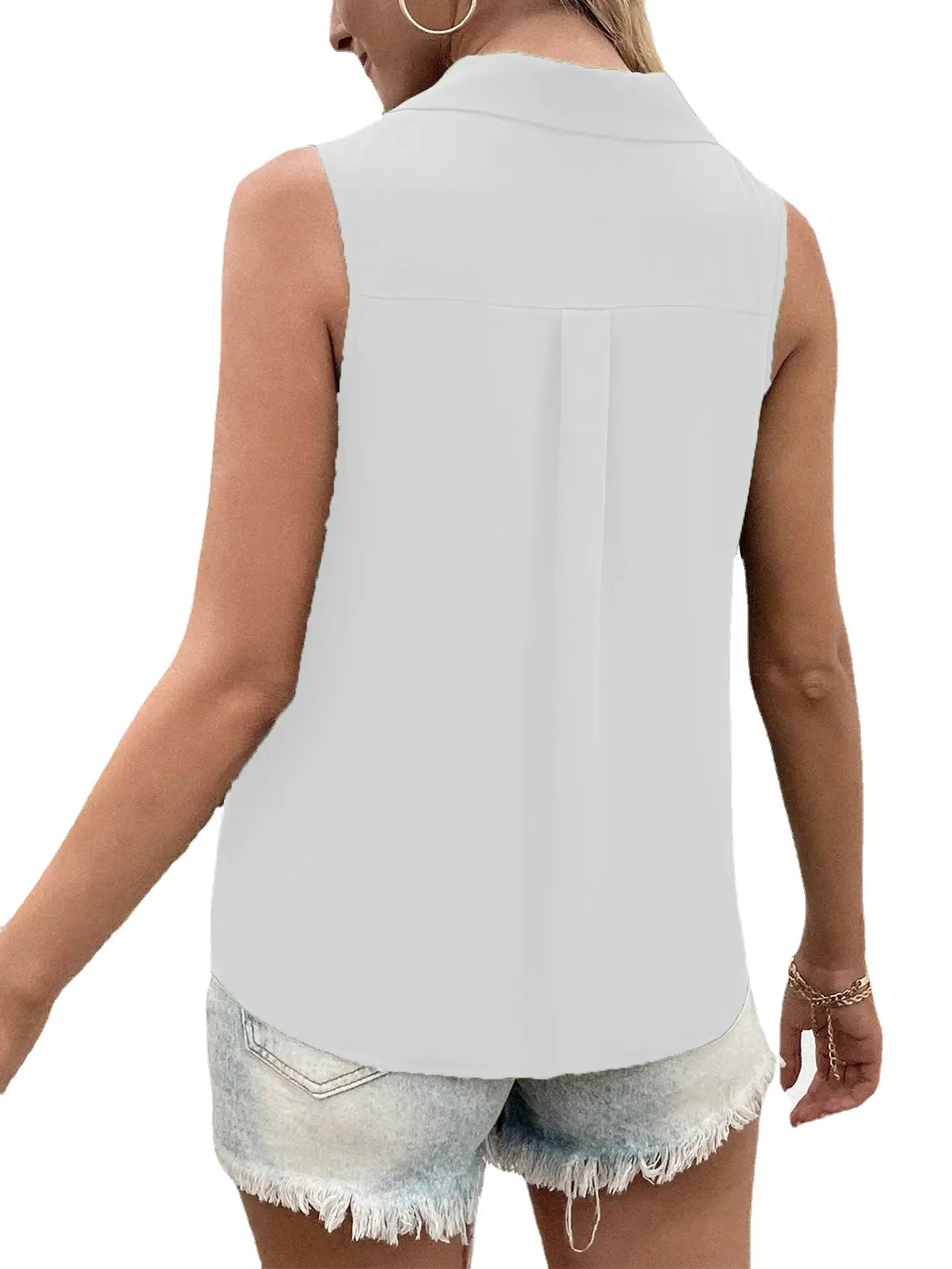 2023 V-Neck Sleeveless Button Vest Shirt for Women - Image 10