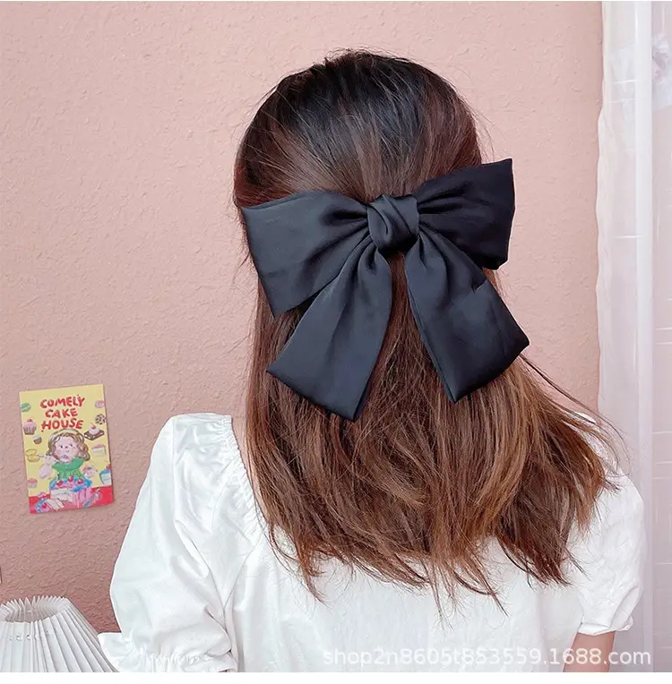 Bow Hairpin Long Ribbon Large Vintage Wine Red — feature 7