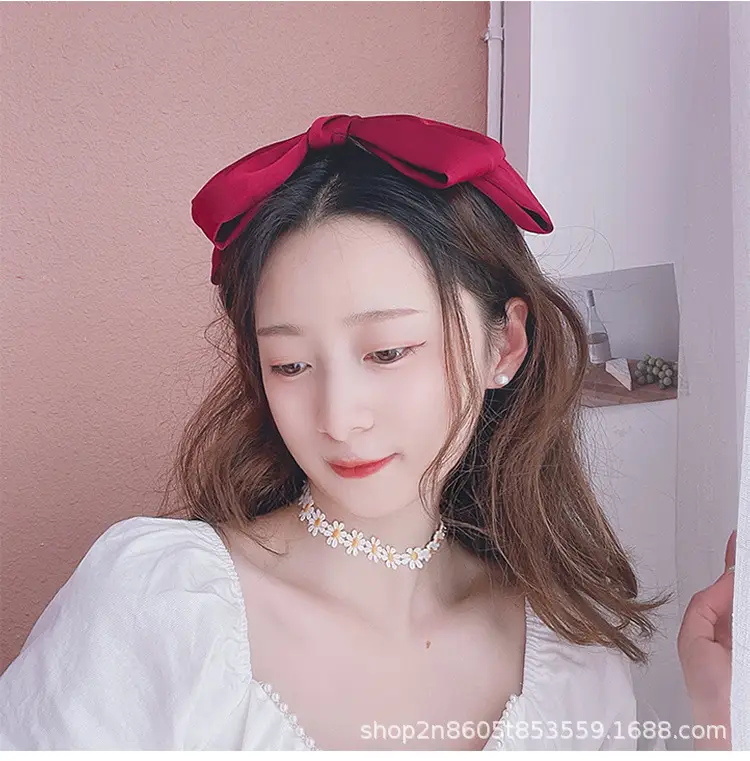 Bow Hairpin Long Ribbon Large Vintage Wine Red — feature 8