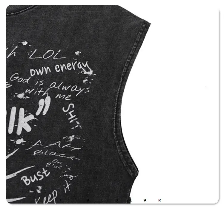 Tidebear Black Sleeveless T-Shirt with Eye Design — feature 13