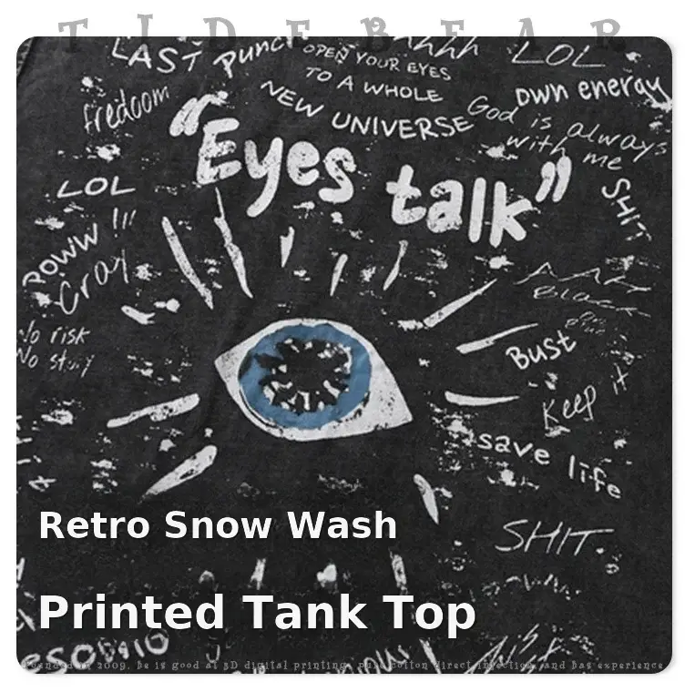 Tidebear Black Sleeveless T-Shirt with Eye Design — feature 3