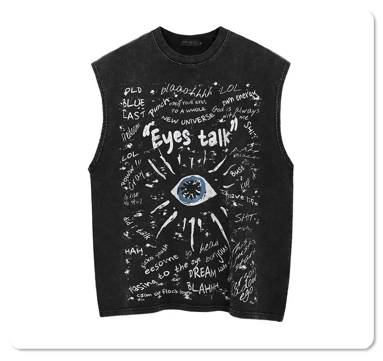 Tidebear Black Sleeveless T-Shirt with Eye Design — feature 7