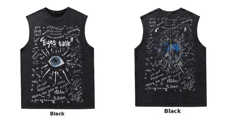 Tidebear Black Sleeveless T-Shirt with Eye Design — feature 9