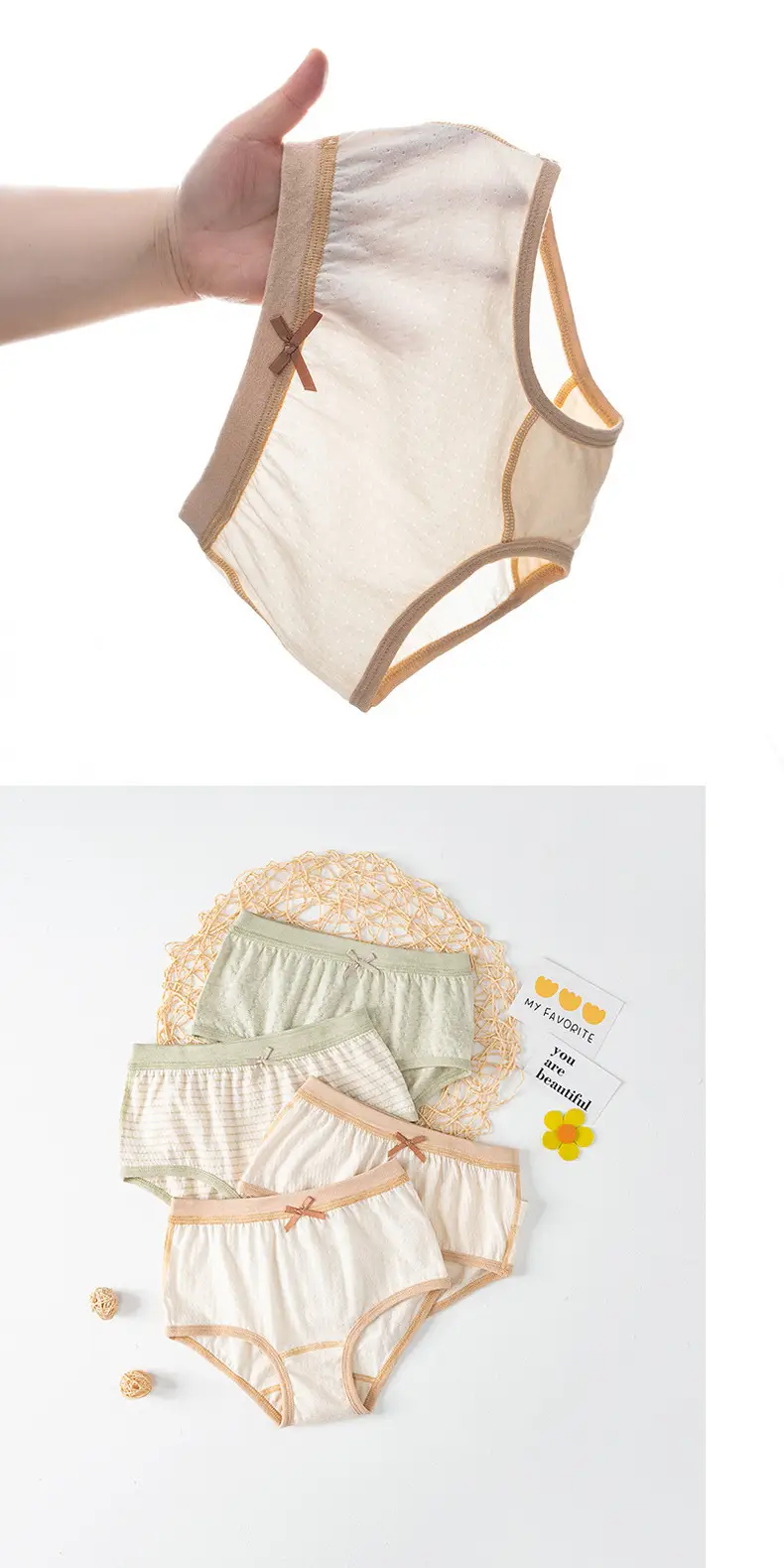 5A Antibacterial Cotton Girls Briefs Natural Colored — feature 11