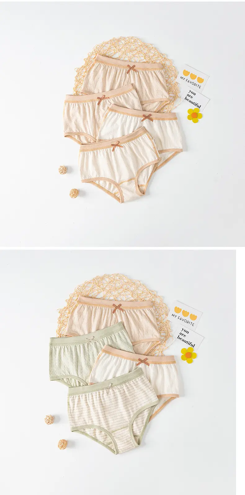 5A Antibacterial Cotton Girls Briefs Natural Colored — feature 12