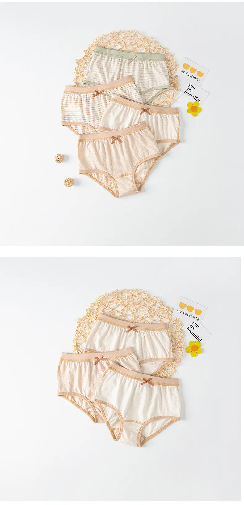 5A Antibacterial Cotton Girls Briefs Natural Colored — feature 13