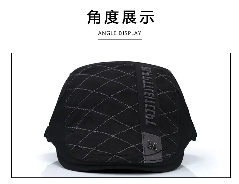 Men's Black Letter Feather Cap Pure Cotton Summer Breathable — feature 6