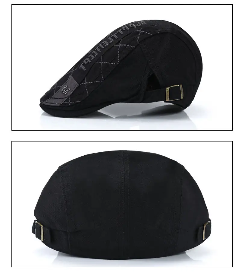 Men's Black Letter Feather Cap Pure Cotton Summer Breathable — feature 7