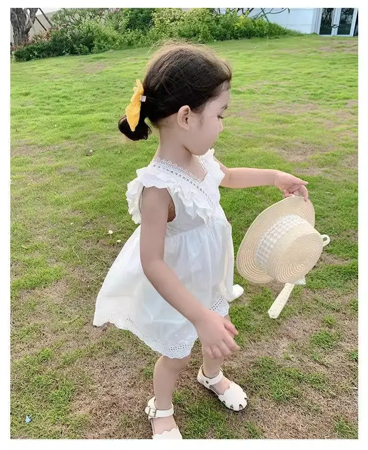2023 Summer Girls' White Korean Style Sleeveless Dress — feature 3