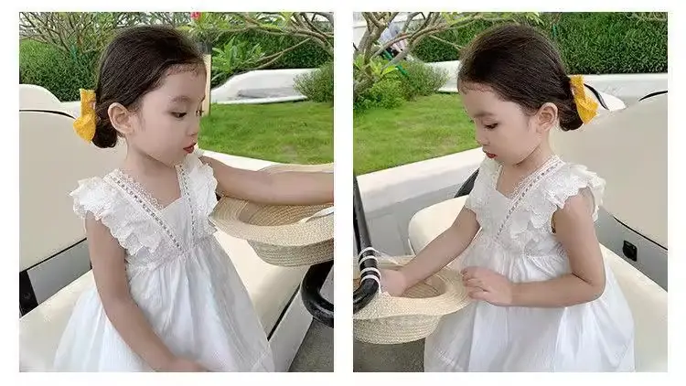 2023 Summer Girls' White Korean Style Sleeveless Dress — feature 5