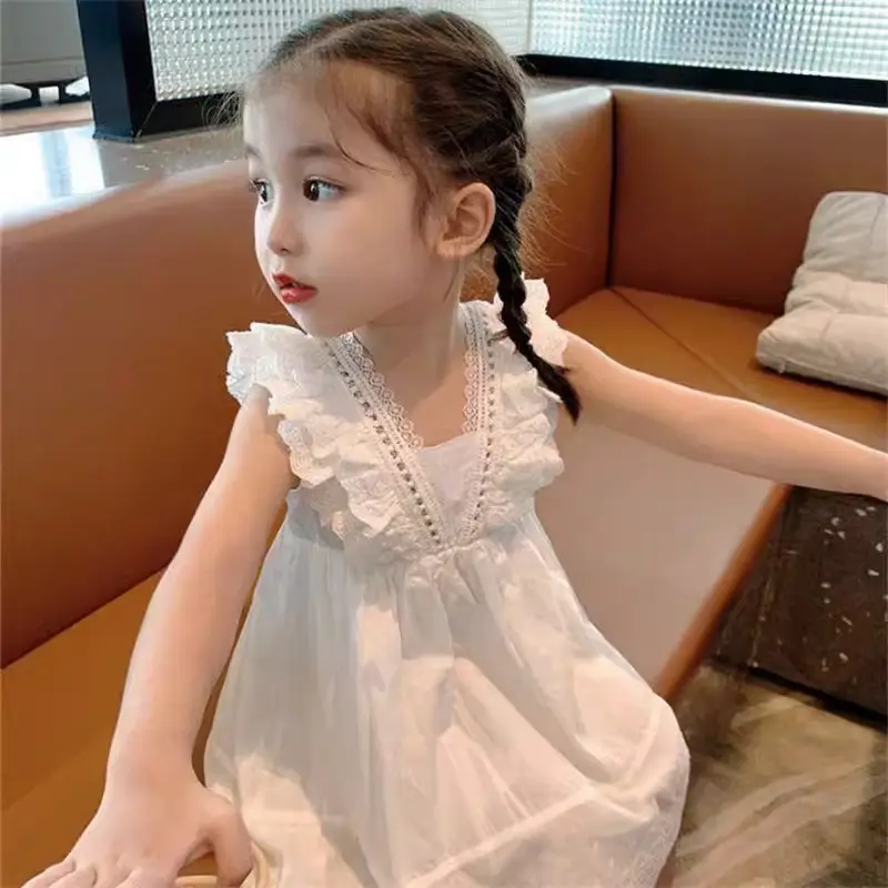 2023 Summer Girls' White Korean Style Sleeveless Dress — feature 8