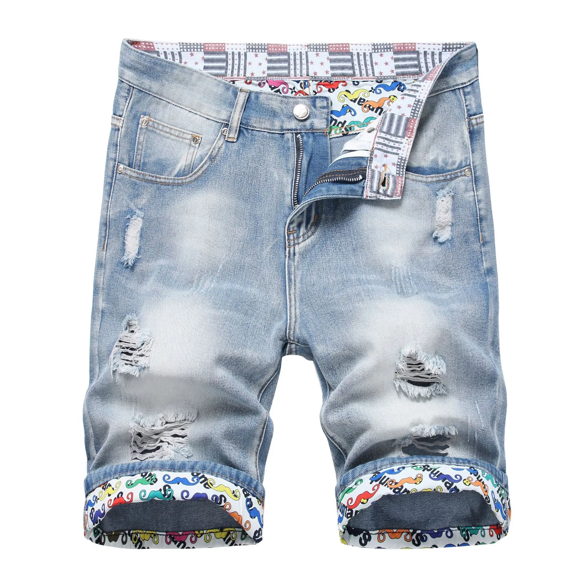 Men's 2023 Denim Shorts Set with Colorful Cuff - Image 6