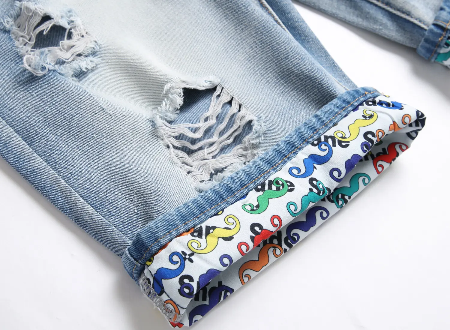 Men's 2023 Denim Shorts Set with Colorful Cuff — feature 23