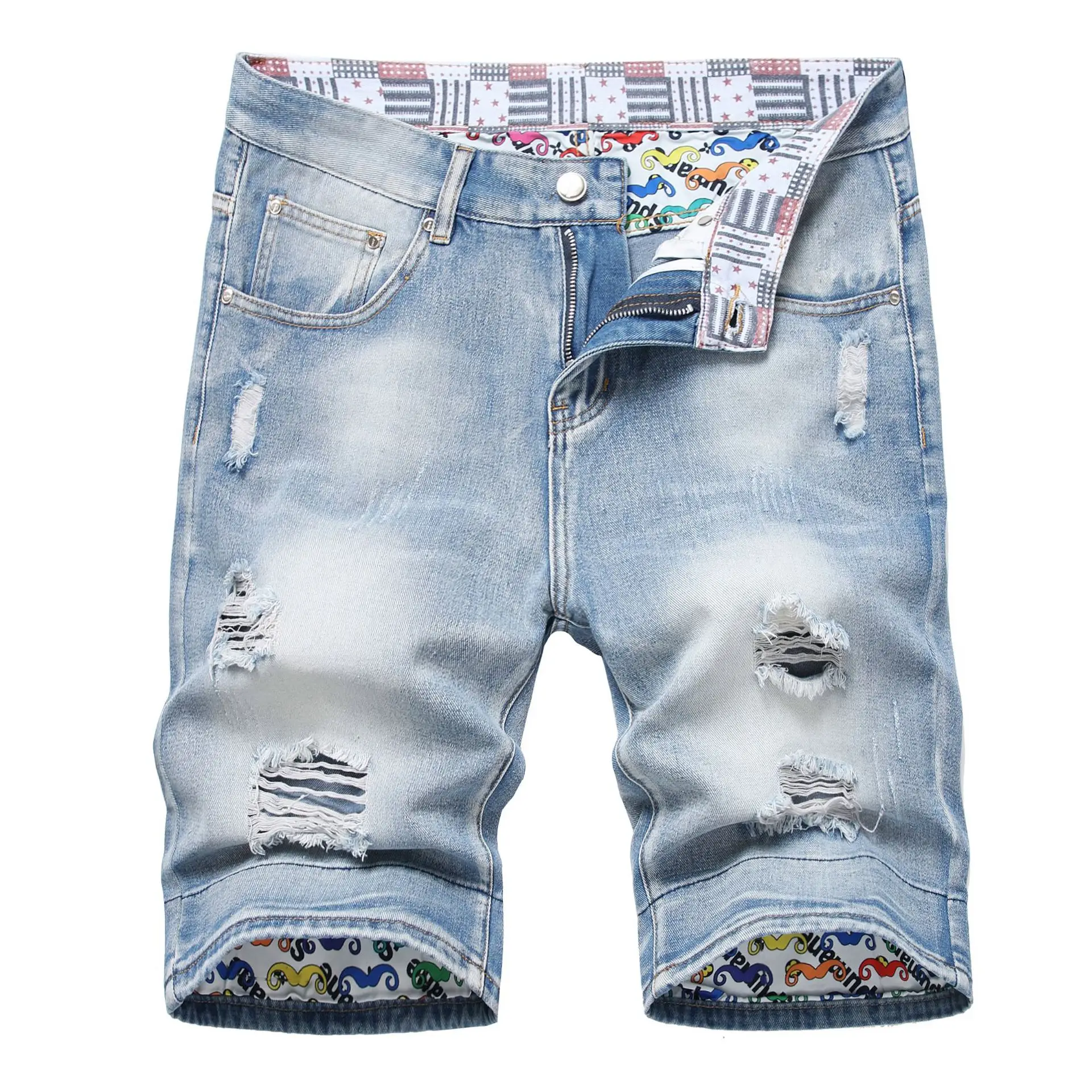 Men's 2023 Denim Shorts Set with Colorful Cuff — feature 5