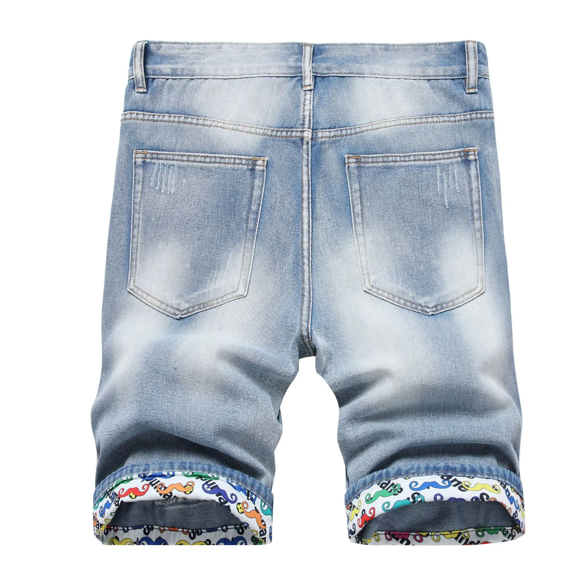 Men's 2023 Denim Shorts Set with Colorful Cuff — feature 7
