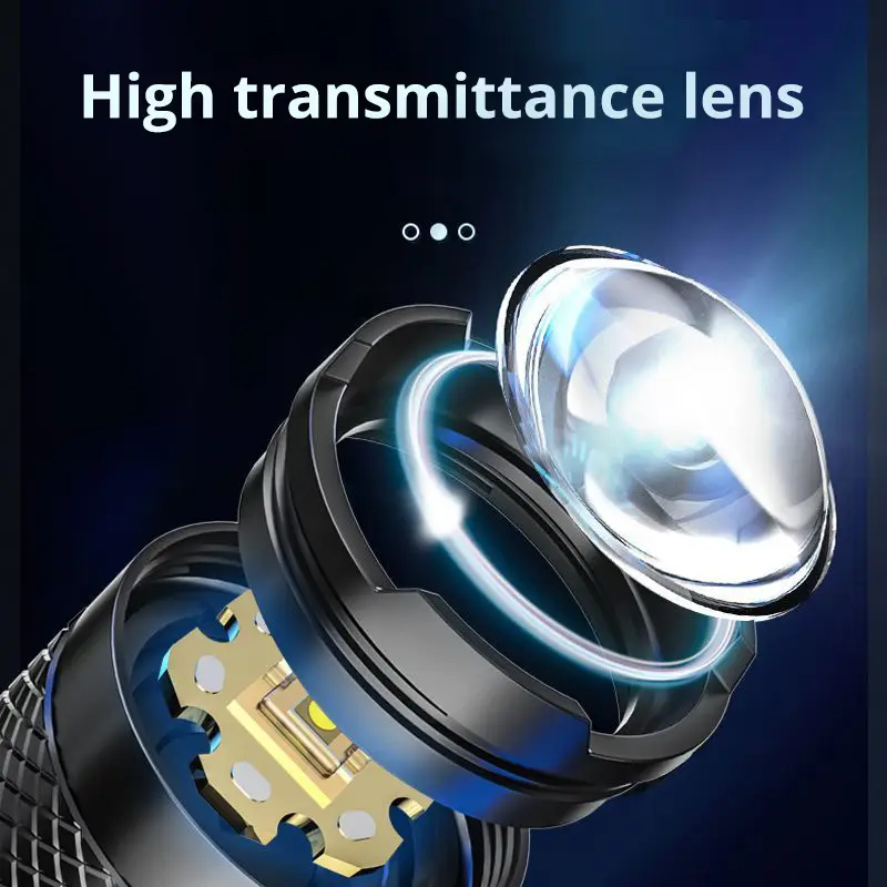 Cross-Border Red Blue Flashlight LED Zoom Rechargeable - Image 4