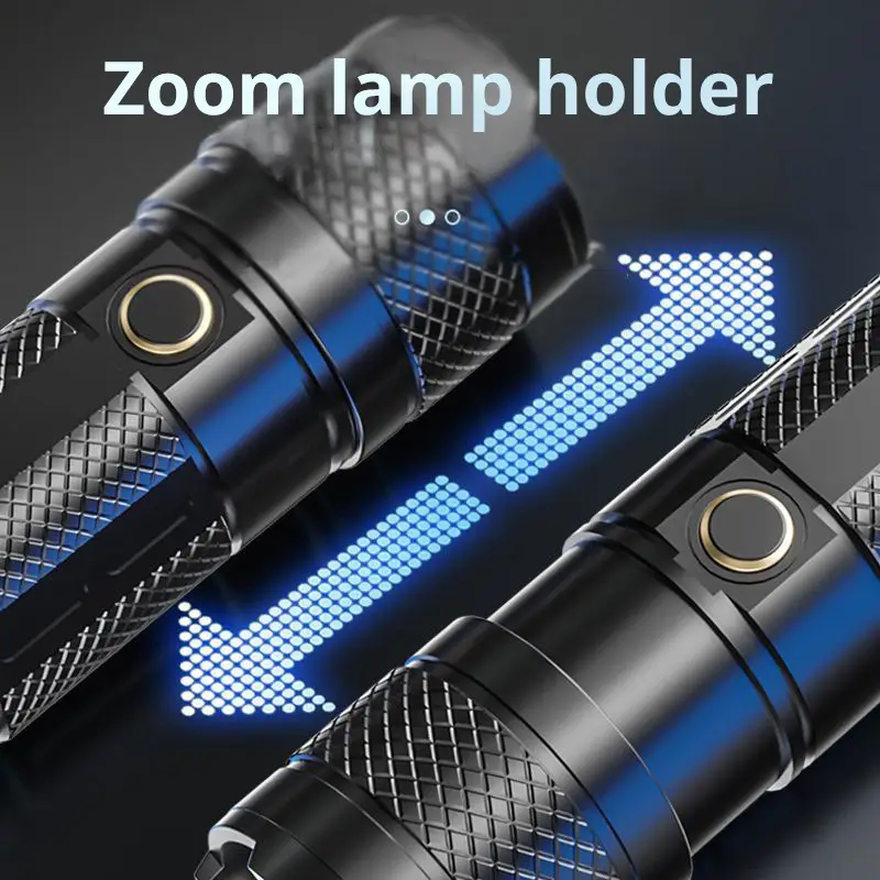 Cross-Border Red Blue Flashlight LED Zoom Rechargeable - Image 6
