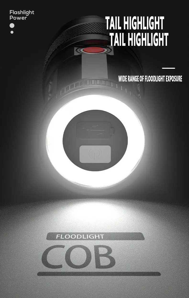 Cross-Border Red Blue Flashlight LED Zoom Rechargeable β feature 1