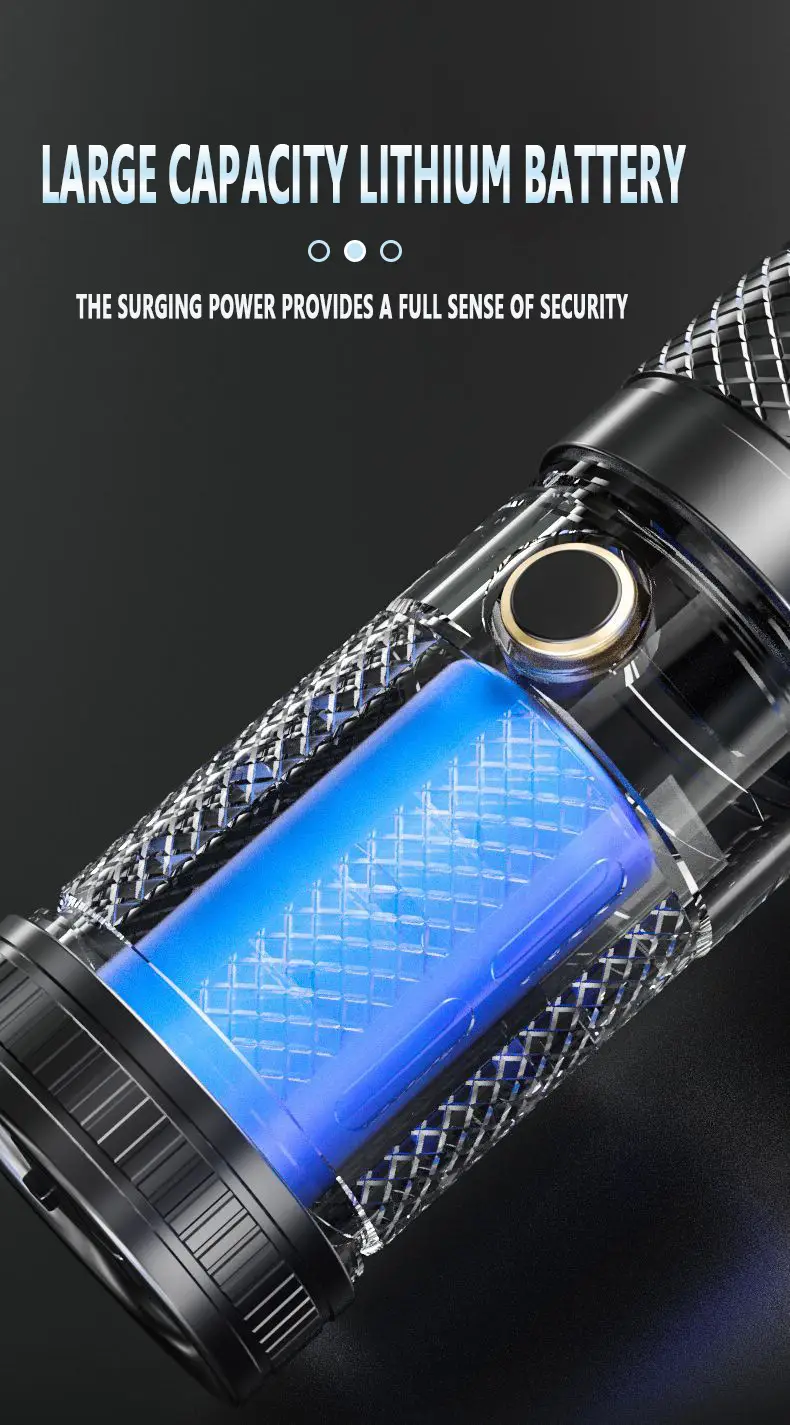 Cross-Border Red Blue Flashlight LED Zoom Rechargeable β feature 11