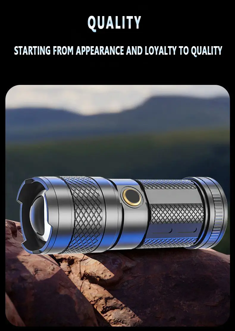 Cross-Border Red Blue Flashlight LED Zoom Rechargeable β feature 16