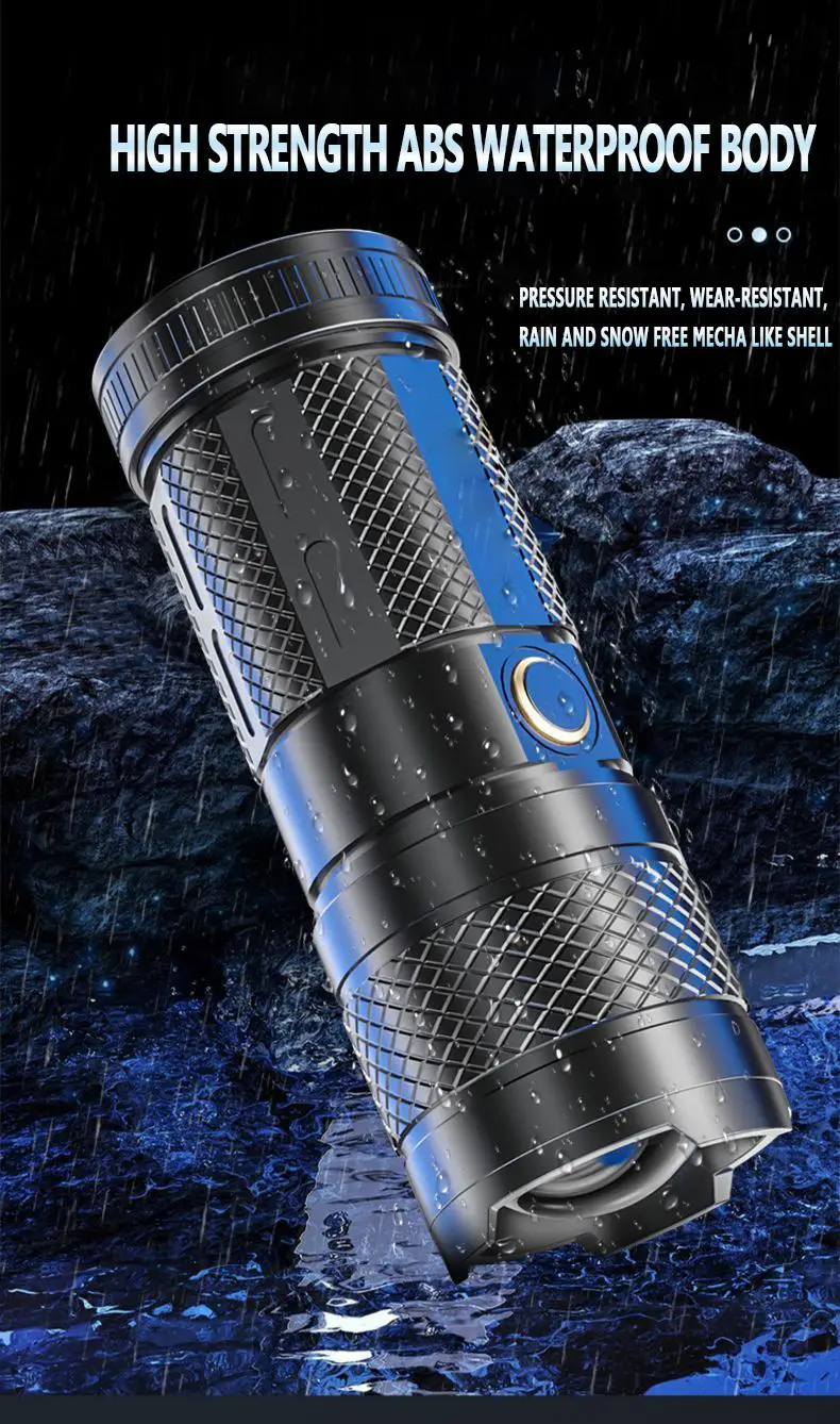 Cross-Border Red Blue Flashlight LED Zoom Rechargeable β feature 17