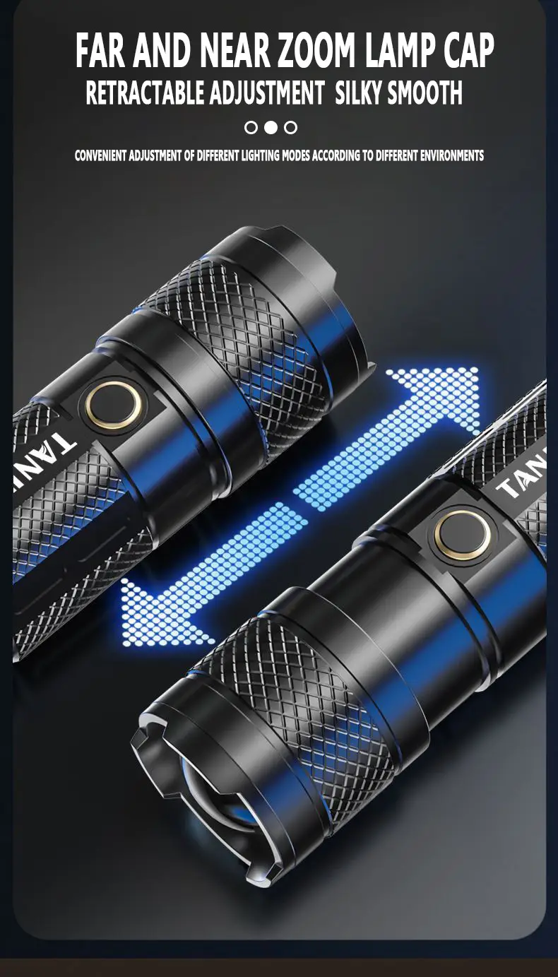 Cross-Border Red Blue Flashlight LED Zoom Rechargeable β feature 5