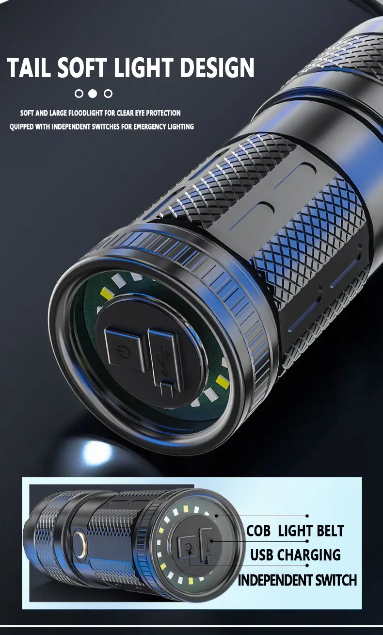 Cross-Border Red Blue Flashlight LED Zoom Rechargeable β feature 8
