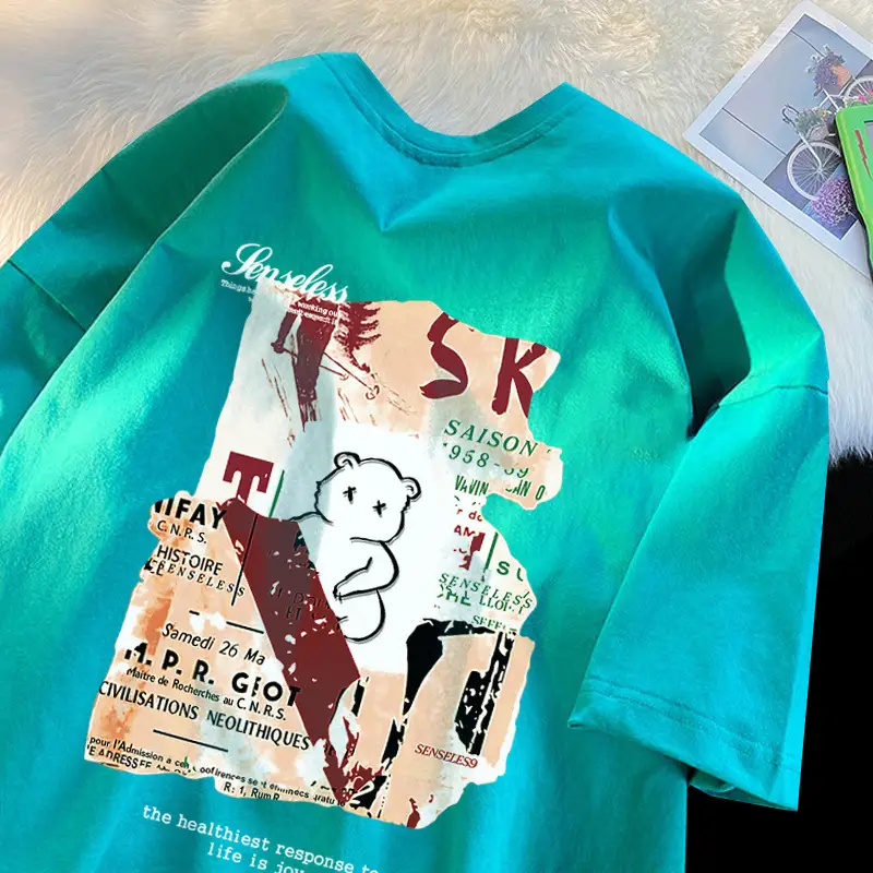 100% Cotton Summer T-Shirt for Men Loose Fit Moisture Wicking