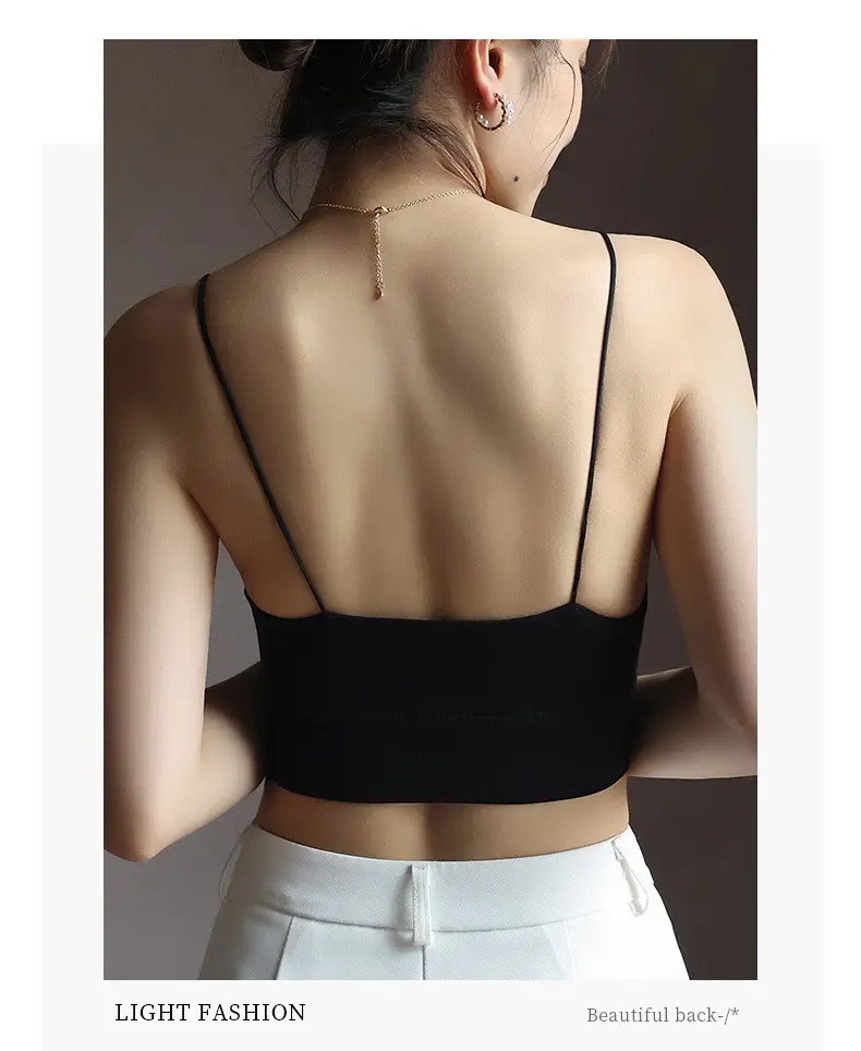 Women's White Camisole with Chest Pad All-In-One Top — feature 19