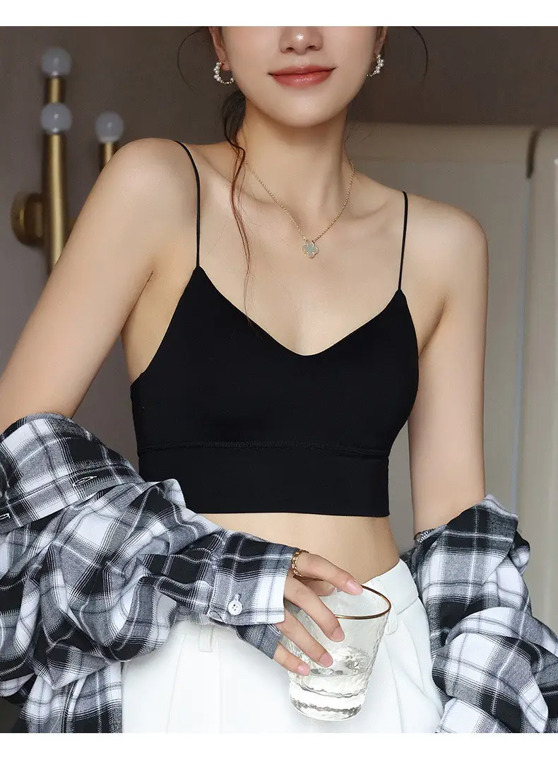 Women's White Camisole with Chest Pad All-In-One Top — feature 21