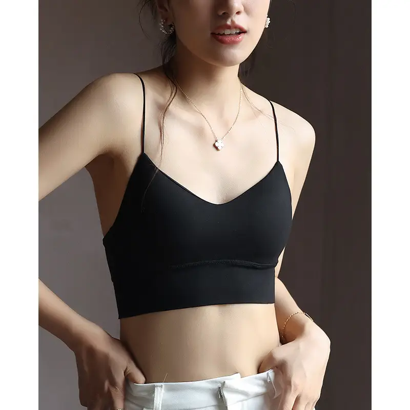 Women's White Camisole with Chest Pad All-In-One Top - Image 3