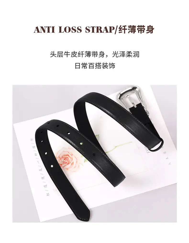 Black Leather Belt with Silver Buckle for Women โ feature 16