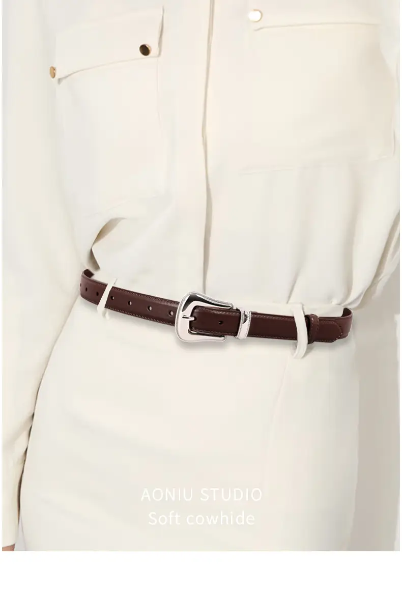 Black Leather Belt with Silver Buckle for Women โ feature 22