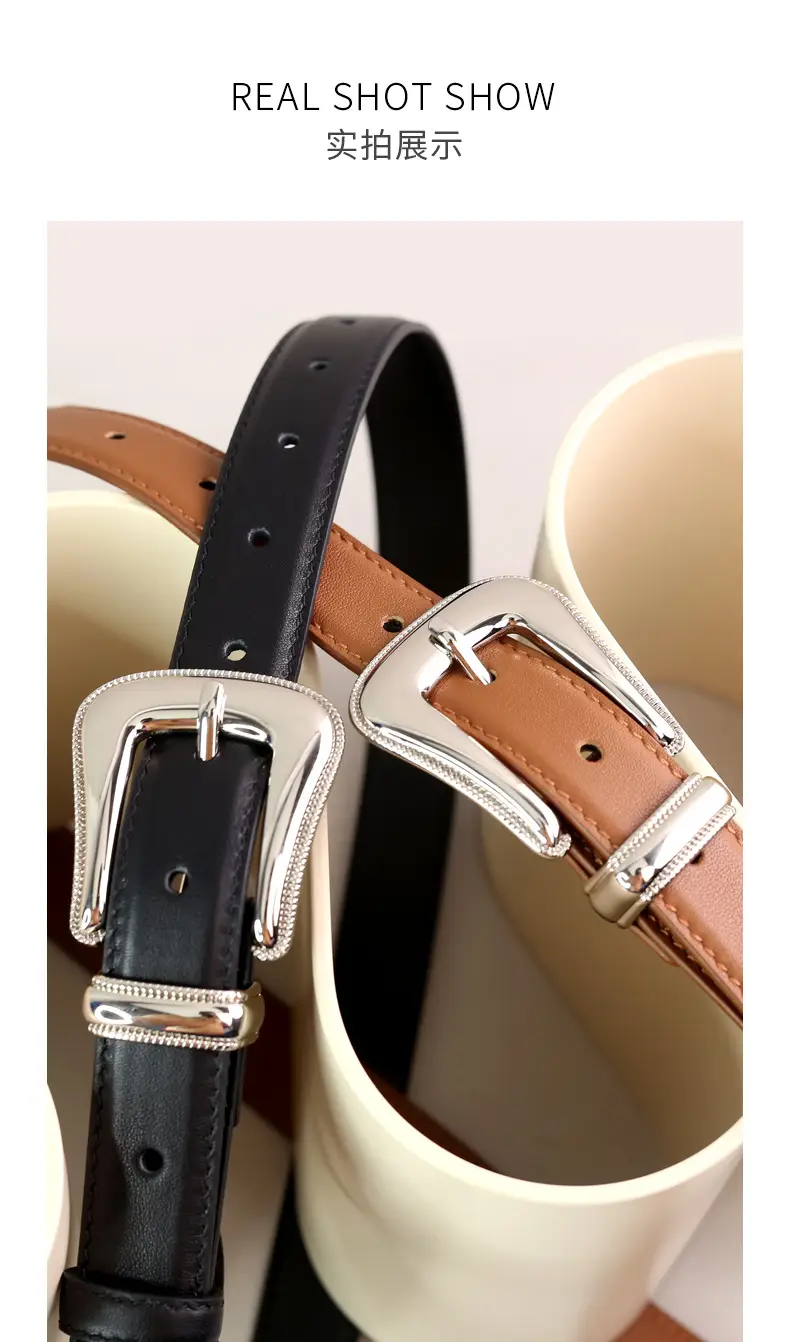 Black Leather Belt with Silver Buckle for Women โ feature 23