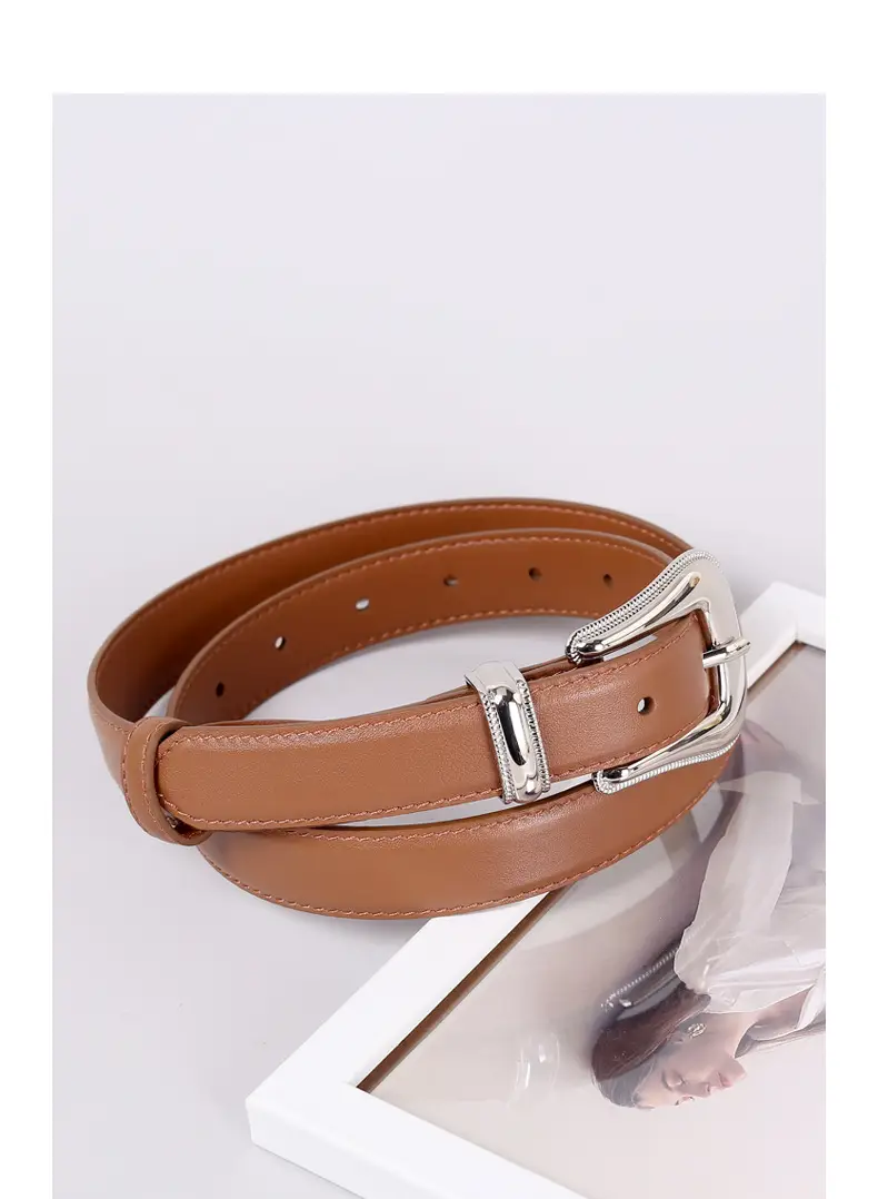 Black Leather Belt with Silver Buckle for Women โ feature 24