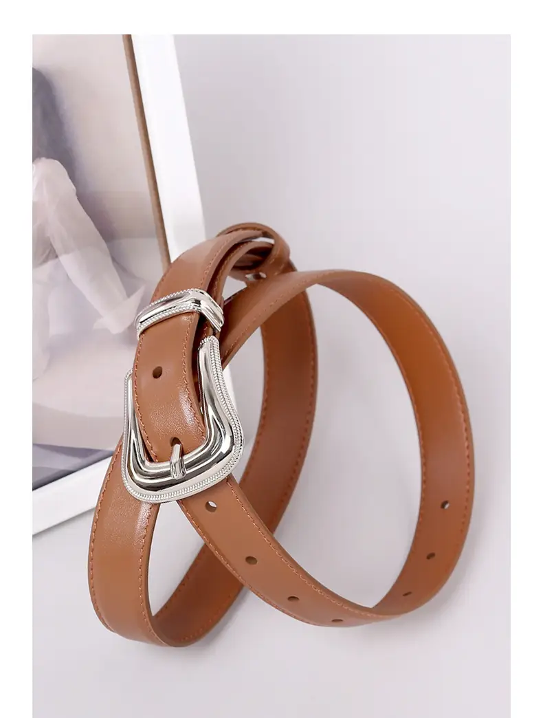 Black Leather Belt with Silver Buckle for Women โ feature 27
