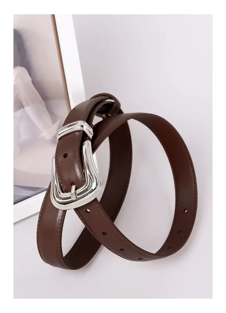 Black Leather Belt with Silver Buckle for Women โ feature 28