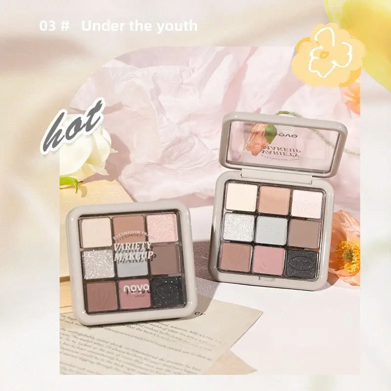 Novo Zhixin 9-Color Eyeshadow Palette Earth Tones - Image 3