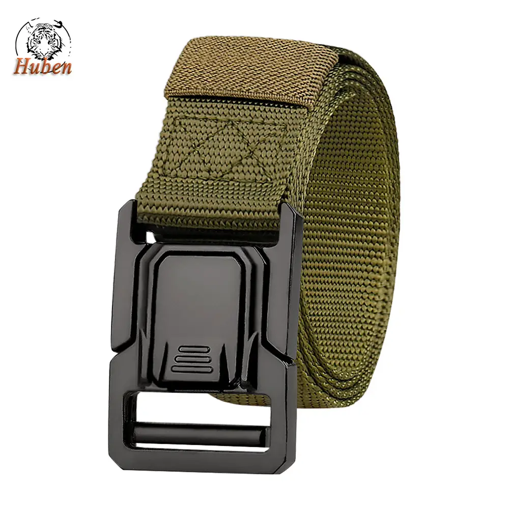 Men's Black Military Nylon Belt with Buckle - Image 3