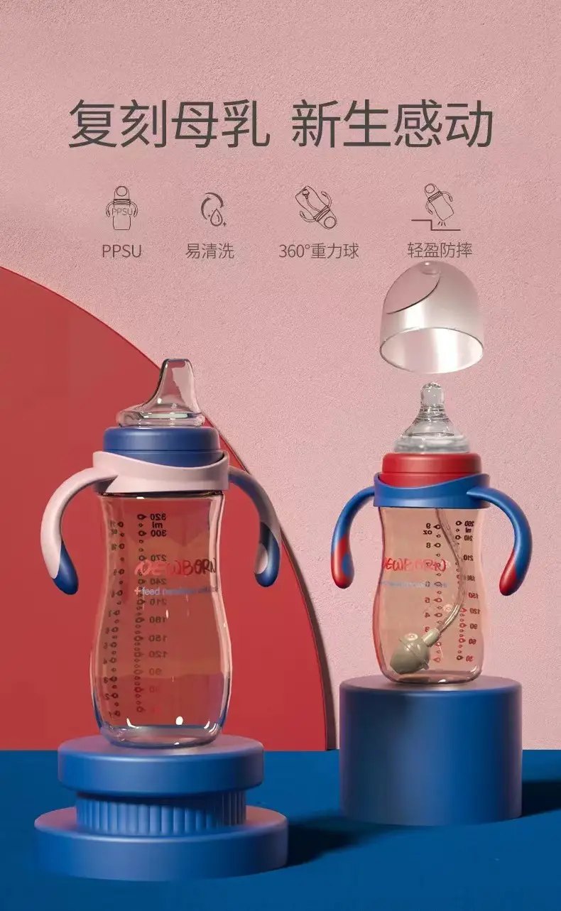 Bottle baby ppsu fall-resistant newborn big baby wide-caliber straw anti-flatulence duckbill water Cup — feature 1
