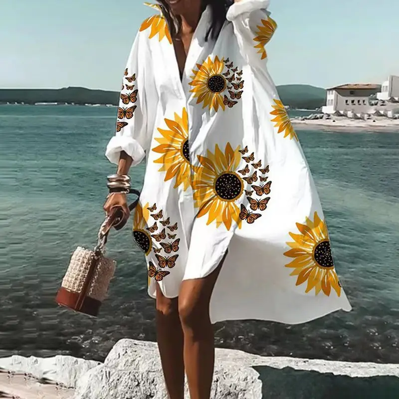 Women's Black White Abstract Print Dress Large Size — feature 11