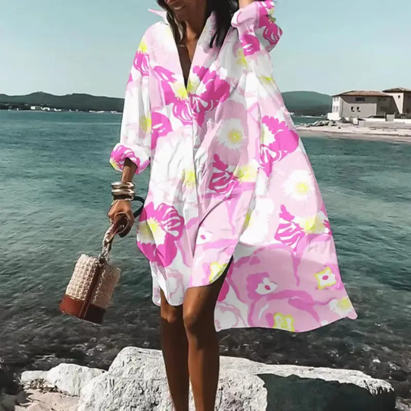 Women's Black White Abstract Print Dress Large Size — feature 4