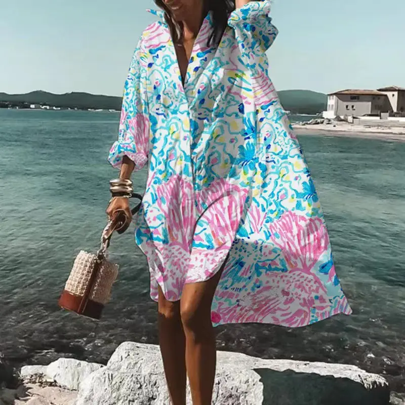 Women's Black White Abstract Print Dress Large Size — feature 7