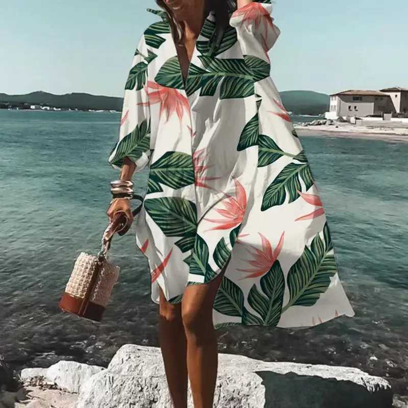 Women's Black White Abstract Print Dress Large Size — feature 3