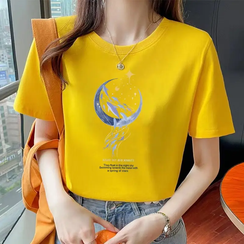 Loose Cotton Short-Sleeved T-Shirt for Women, New Summer Wear, Inner Top, Right Shoulder Design, Sweatshirt for Women, Round Neck, Spring & Fall — feature 12