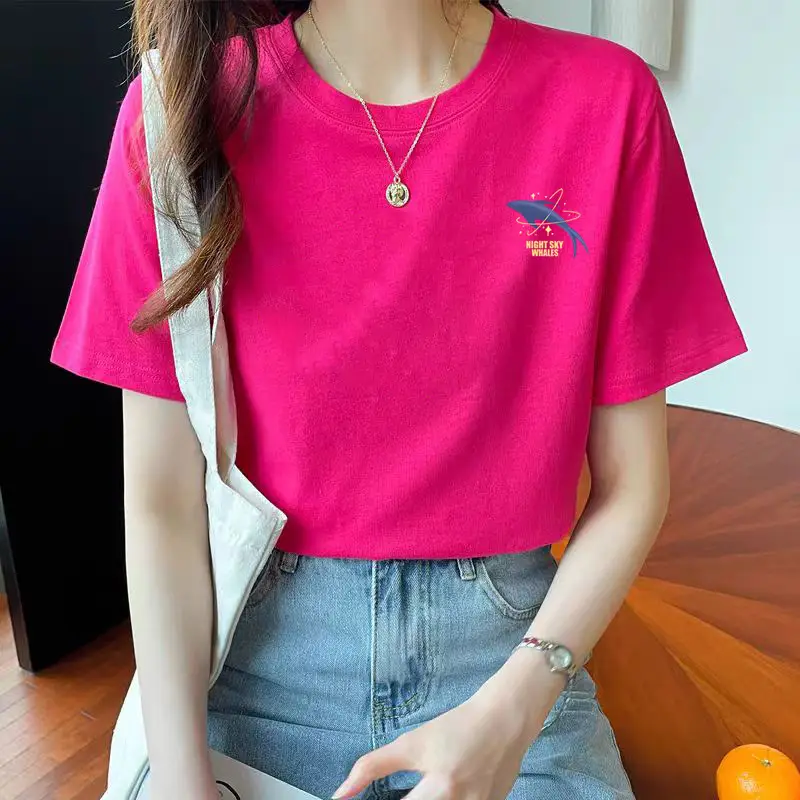 Loose Cotton Short-Sleeved T-Shirt for Women, New Summer Wear, Inner Top, Right Shoulder Design, Sweatshirt for Women, Round Neck, Spring & Fall — feature 21