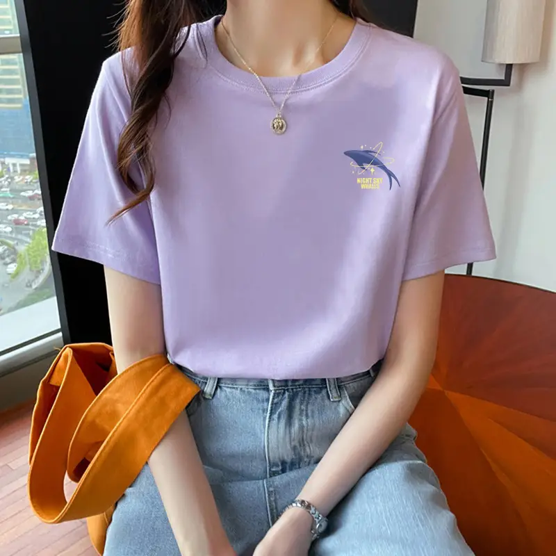 Loose Cotton Short-Sleeved T-Shirt for Women, New Summer Wear, Inner Top, Right Shoulder Design, Sweatshirt for Women, Round Neck, Spring & Fall — feature 25